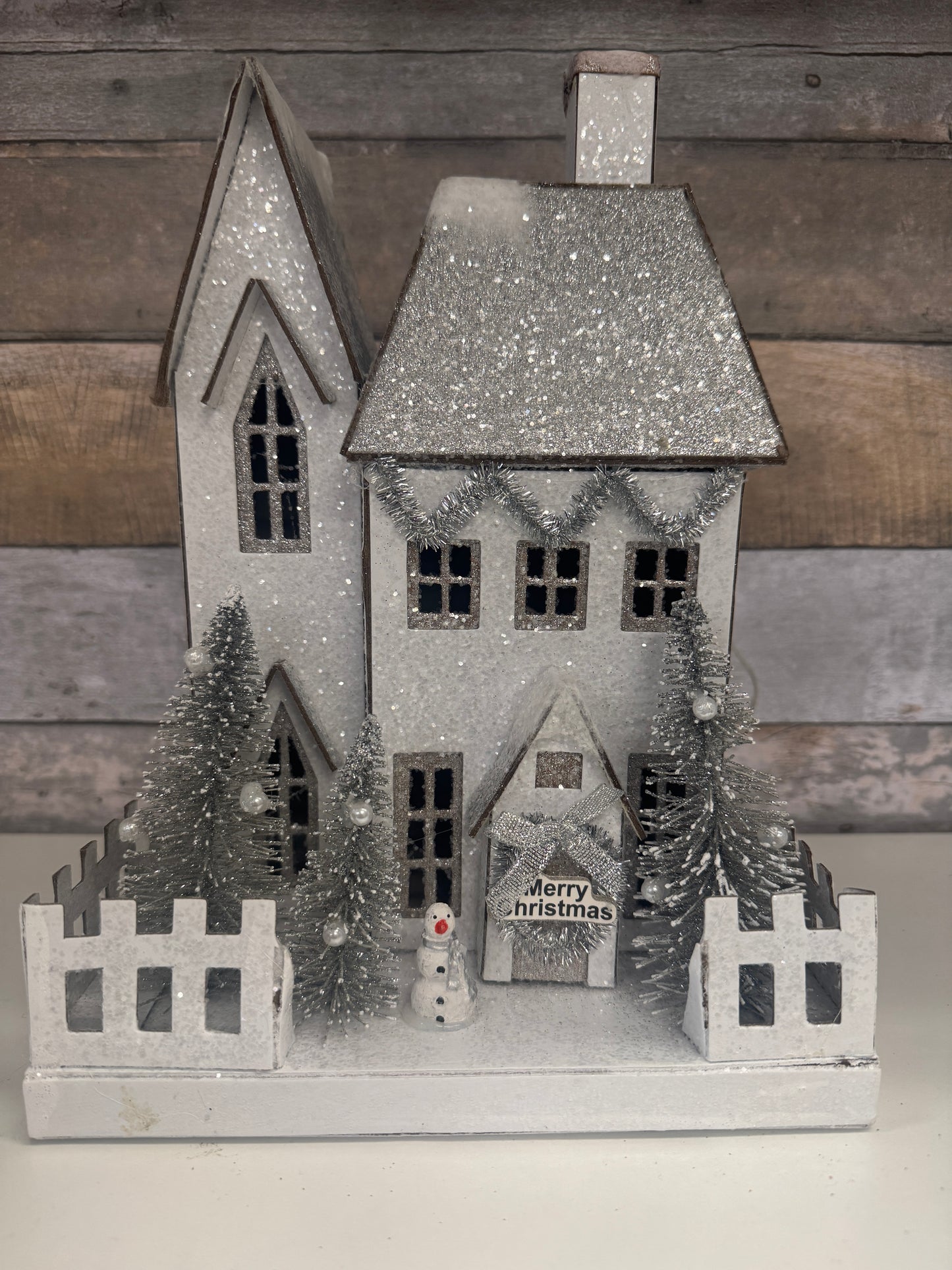 Cody Foster Blue Mill House – Light-Up Vintage Putz Christmas Village House 10.25"