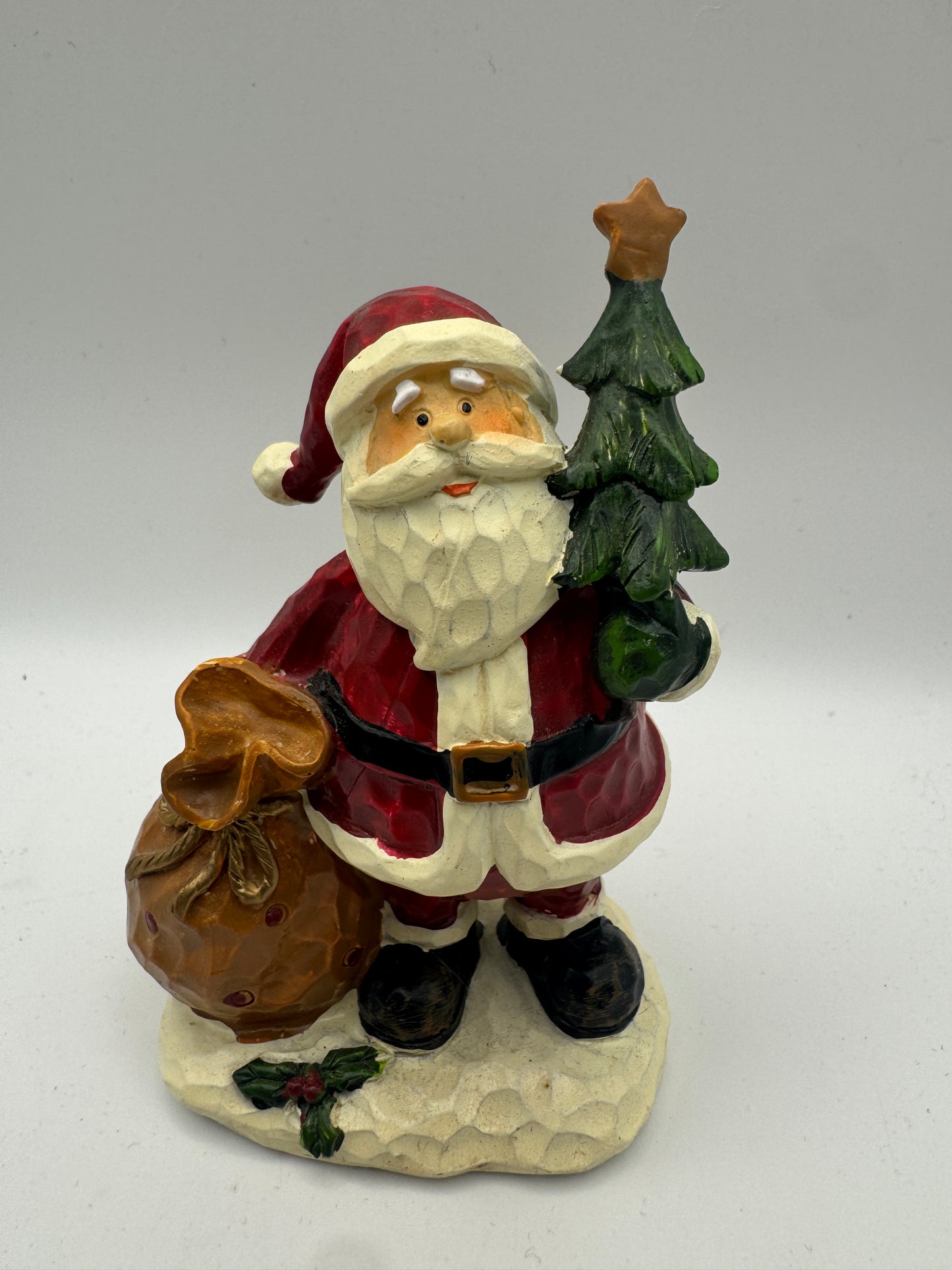 Kirkland’s Resin Santa Figurine – Hand-Carved Look Christmas Decor 4.5" (Discontinued)