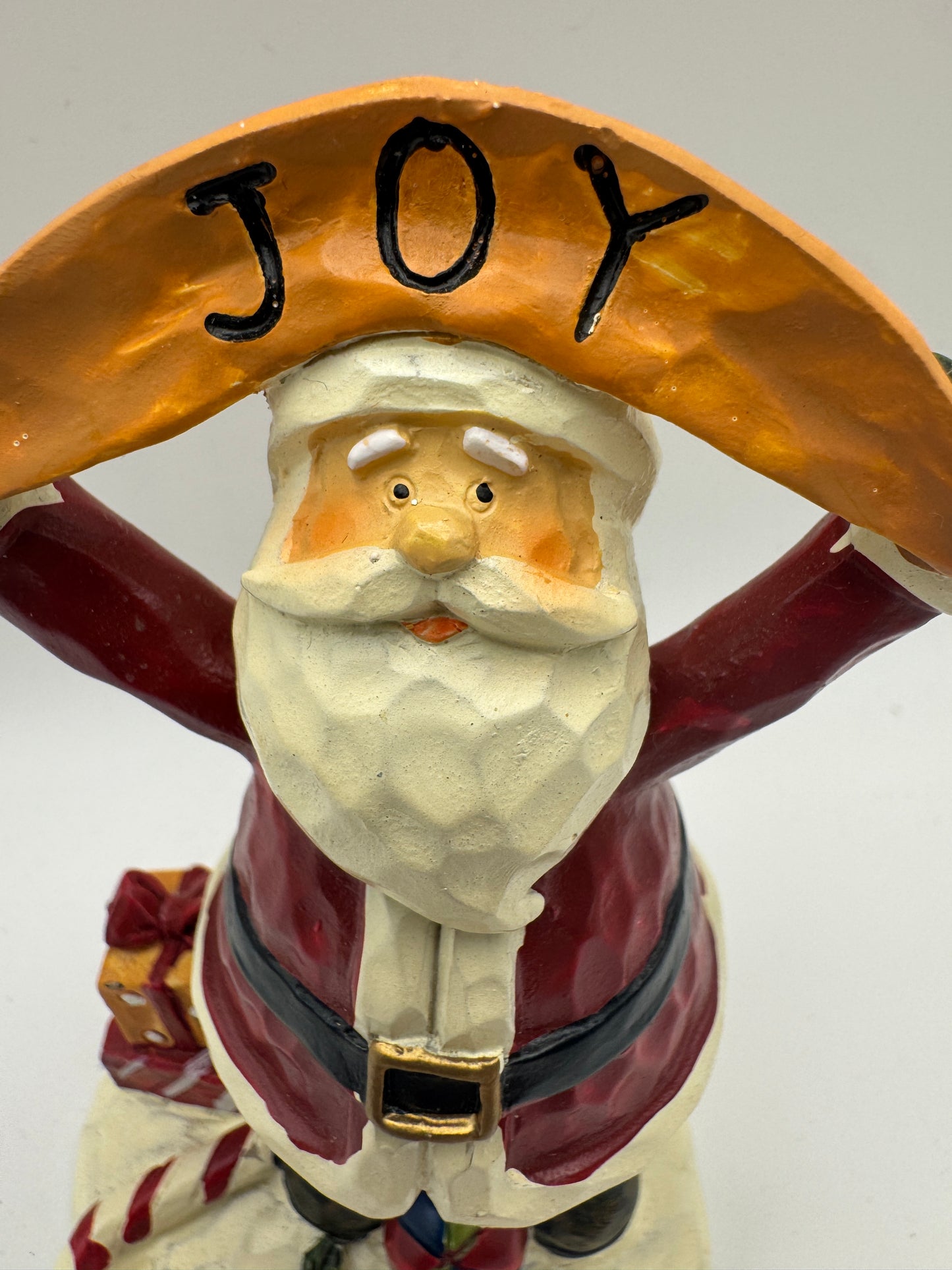 Kirkland’s Resin Santa Figurine – Hand-Carved Look Christmas Decor 4.5" (Discontinued) JOY