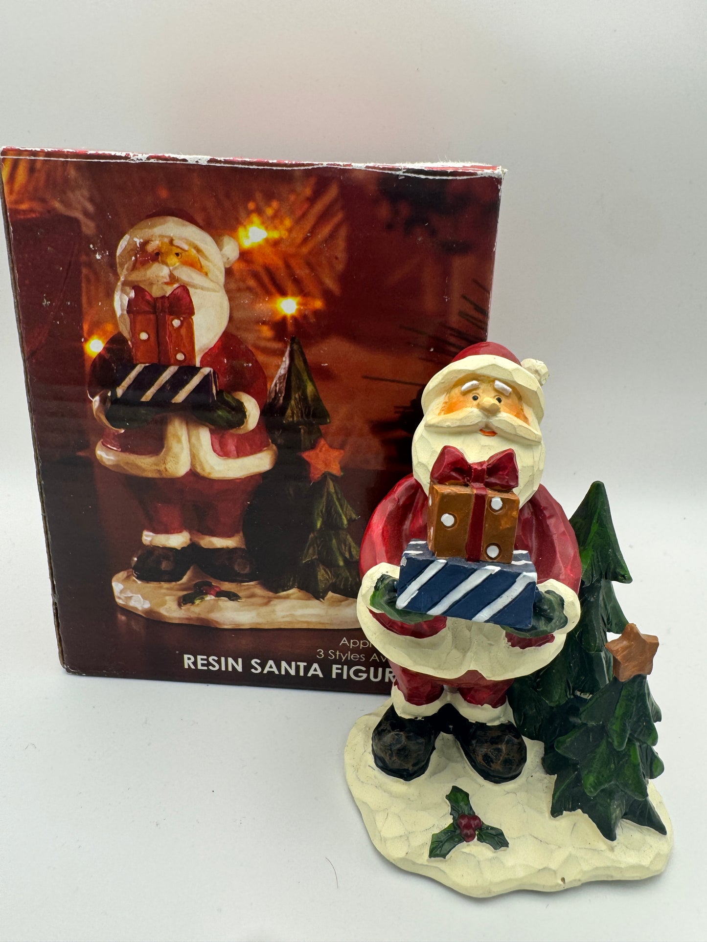 Kirkland’s Resin Santa Figurine – Hand-Carved Look Christmas Decor 4.5" (Discontinued)Gift
