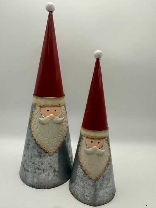 Galvanized Metal Santa Figurines – Rustic Farmhouse Christmas Decor (7" & 9")