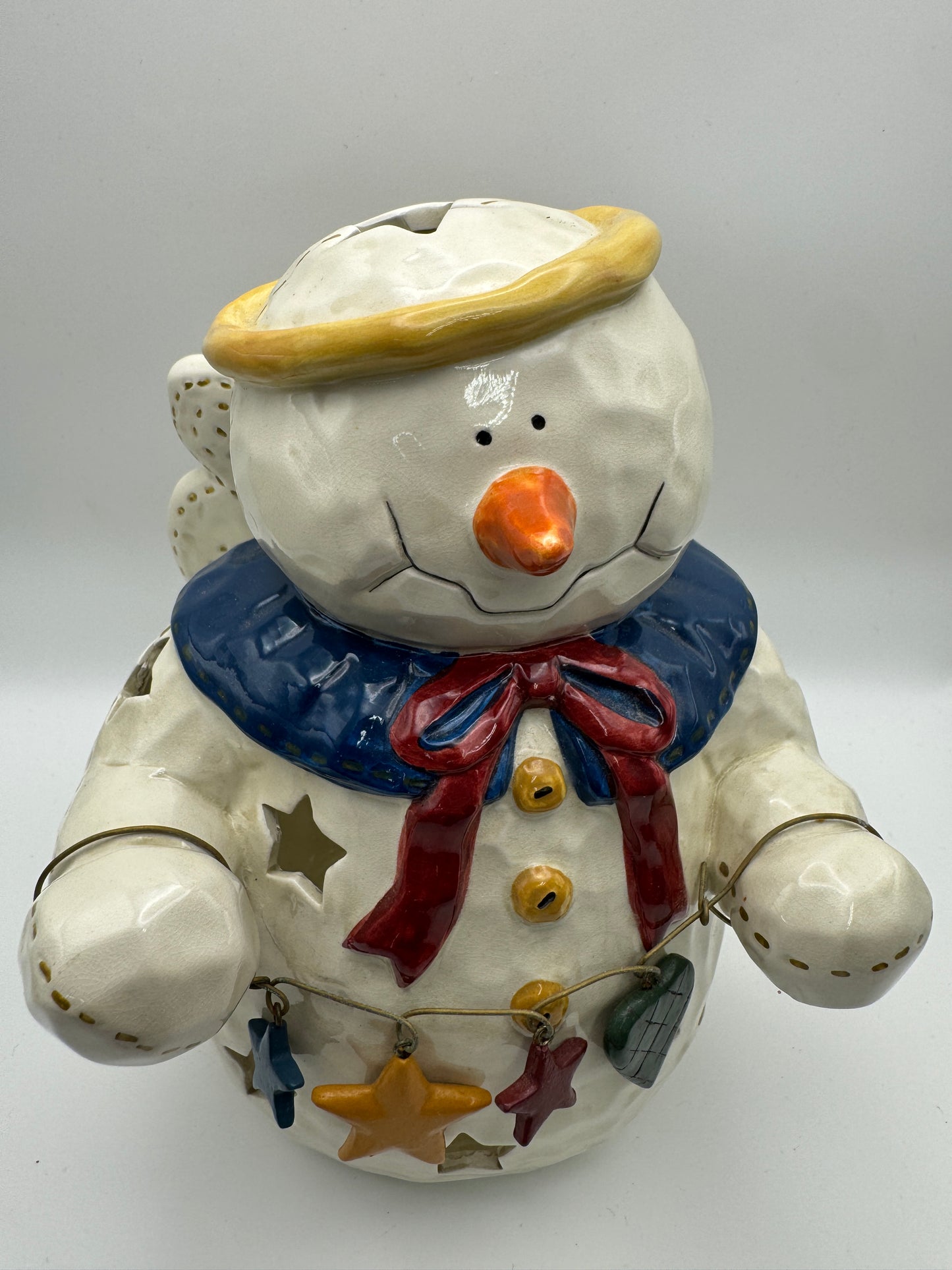 Snowman Tealight Candleholder Figurine – 7.5" Christmas Decor