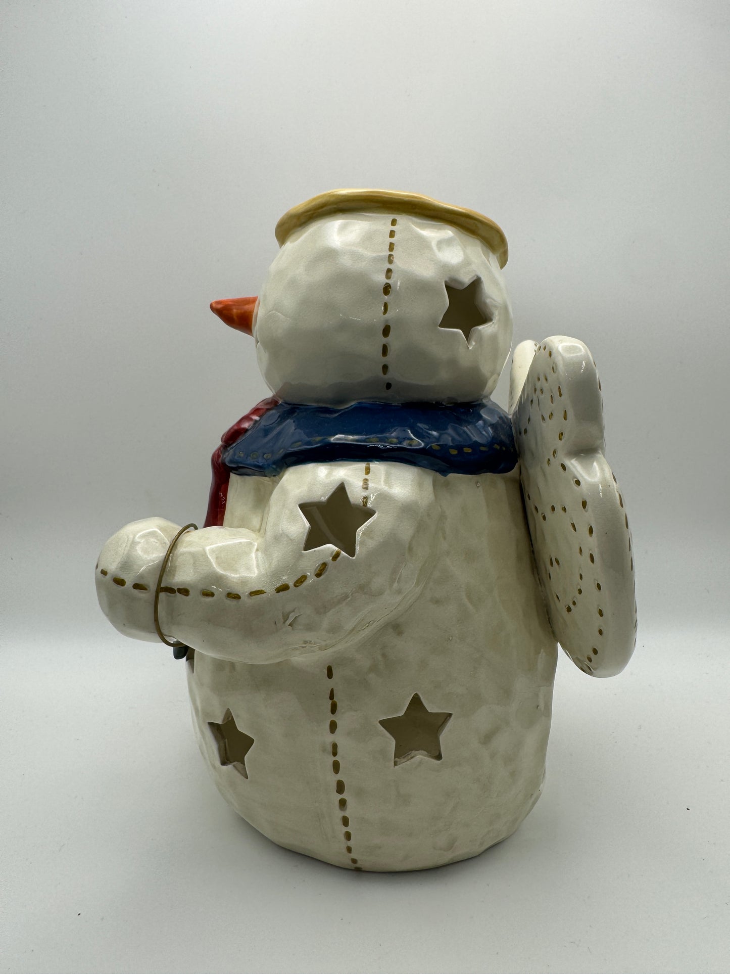 Snowman Tealight Candleholder Figurine – 7.5" Christmas Decor