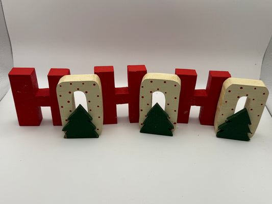 Wooden “HO HO HO” Christmas Block Set – Rustic Holiday Decor 3"