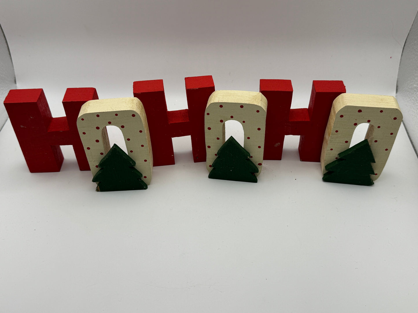 Wooden “HO HO HO” Christmas Block Set – Rustic Holiday Decor 3"