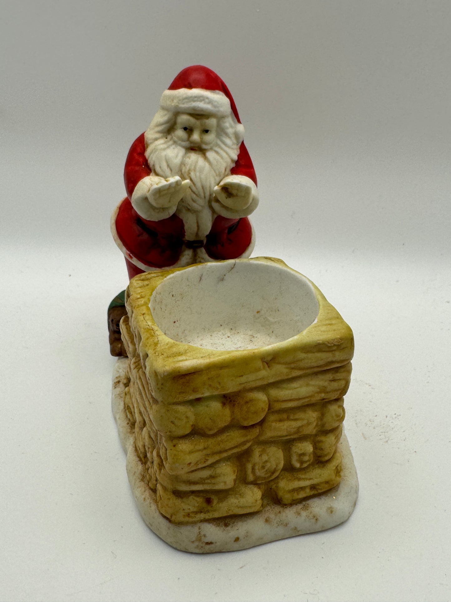 Santa’s Helper Tealight Holder – Chimney Scene with Mouse & Bear 4.5"