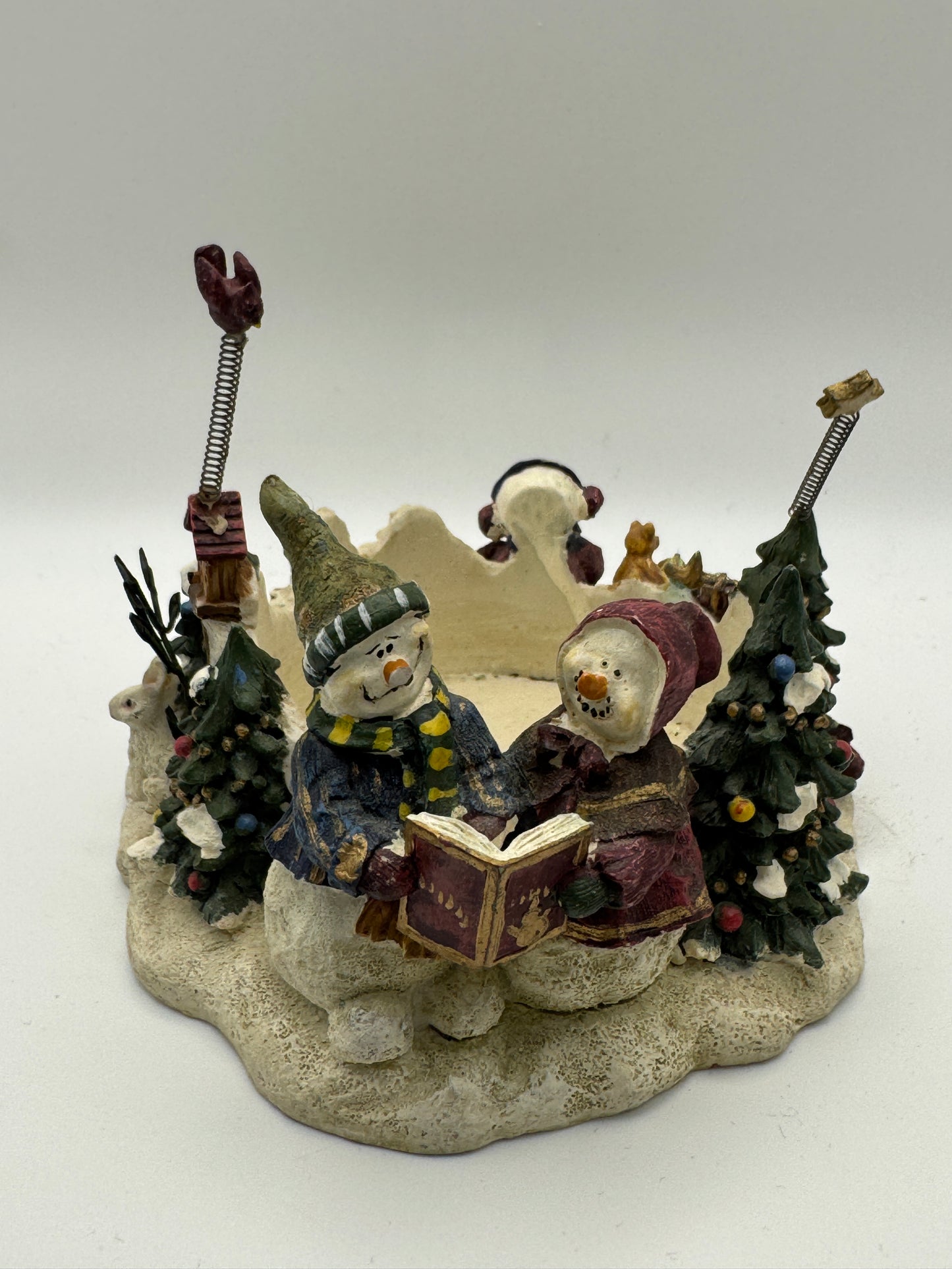 Resin Snowman Carolers Candleholder – Traditional Christmas Décor 5"
