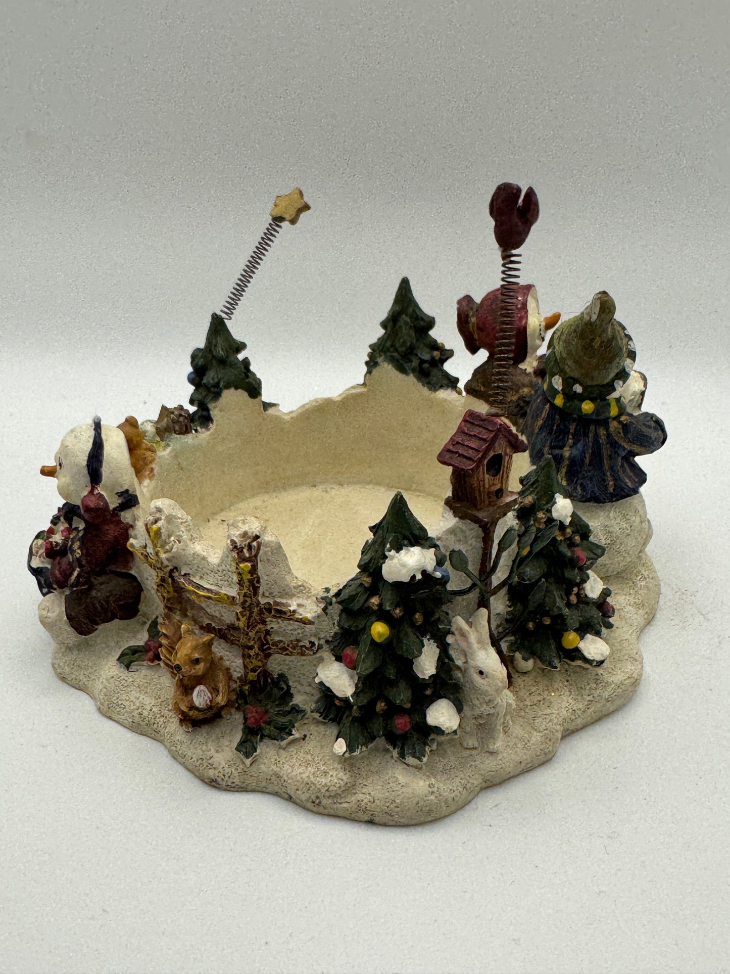 Resin Snowman Carolers Candleholder – Traditional Christmas Décor 5"