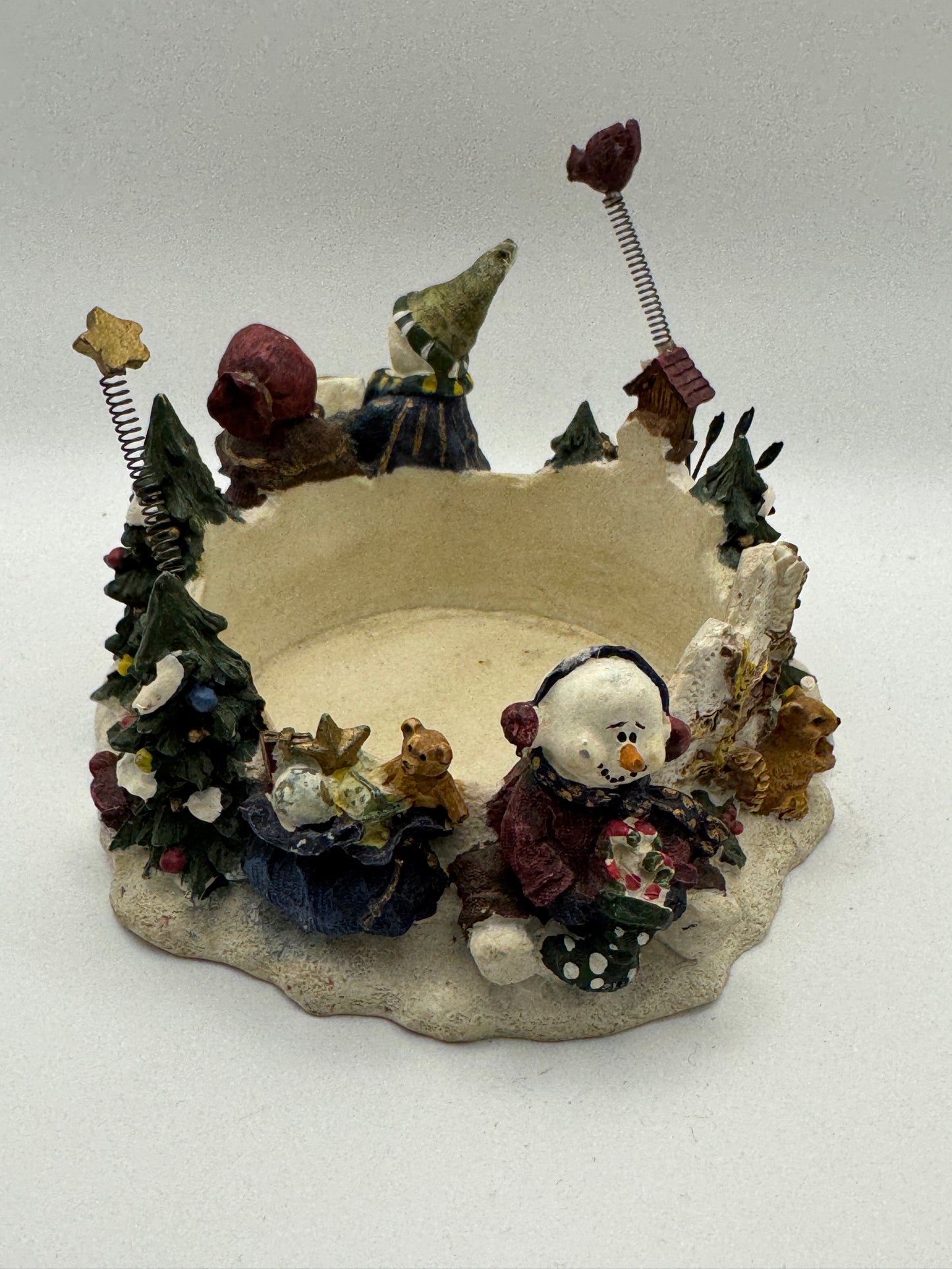 Resin Snowman Carolers Candleholder – Traditional Christmas Décor 5"