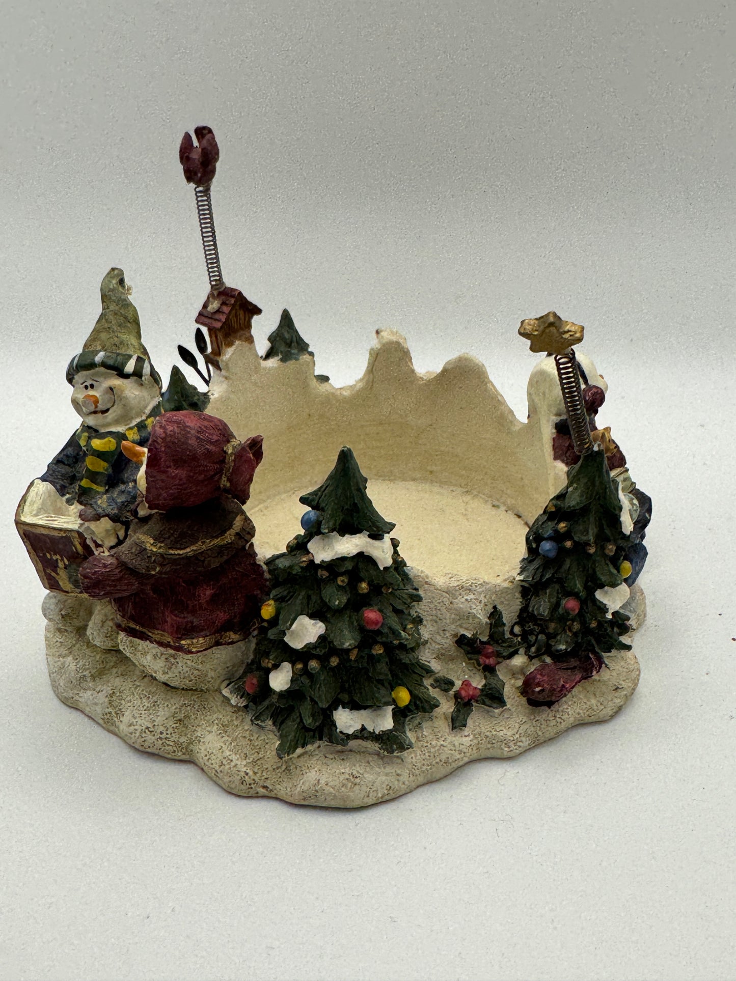 Resin Snowman Carolers Candleholder – Traditional Christmas Décor 5"