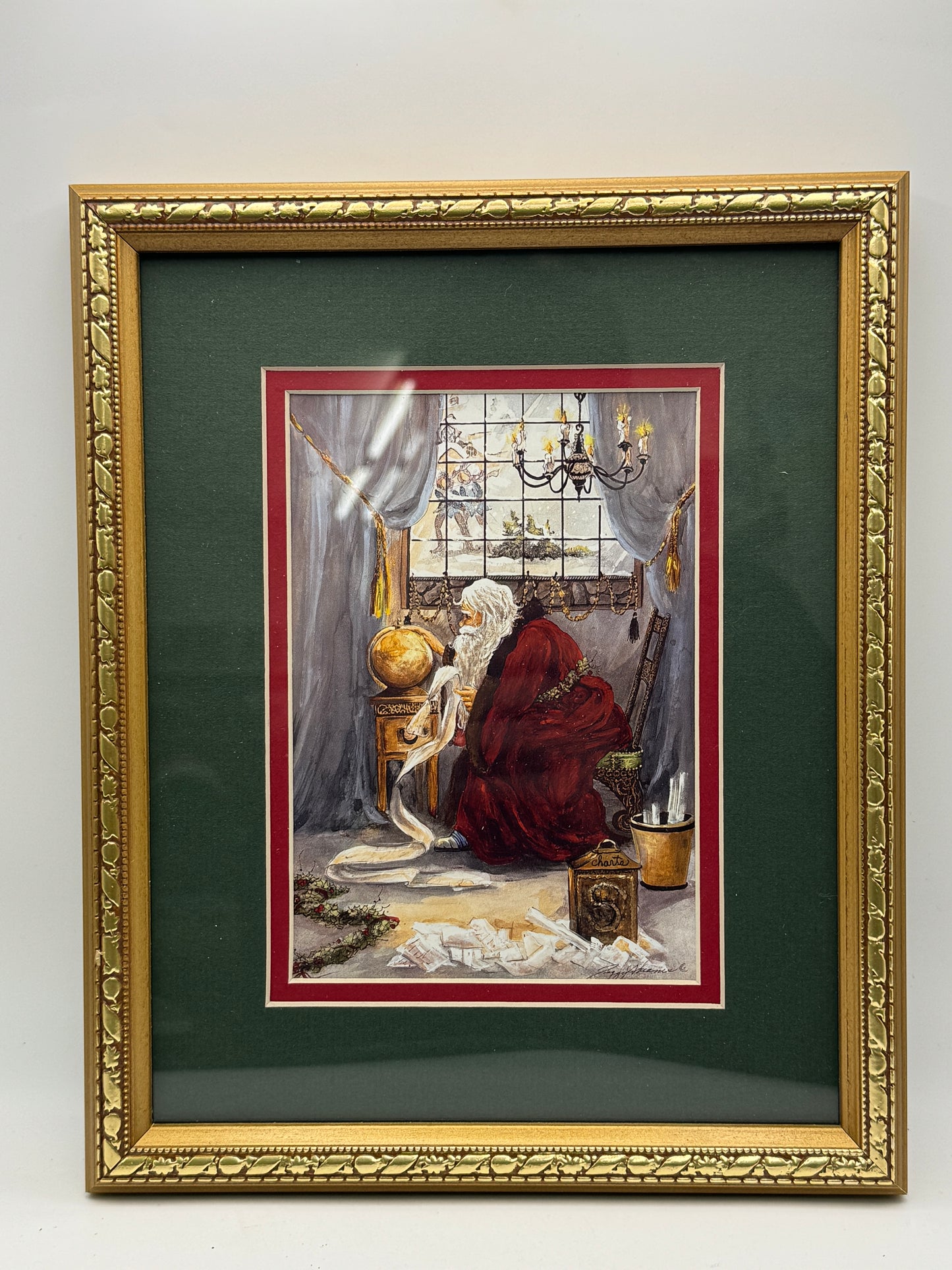 Peggy Abrams “The Journey” Framed Art Print – Old World Santa Christmas Decor 11.5" x 9.5"
