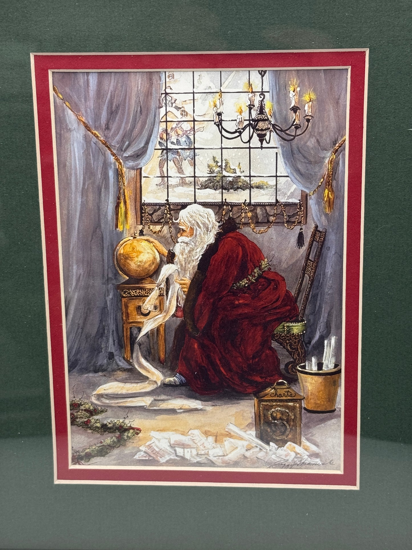 Peggy Abrams “The Journey” Framed Art Print – Old World Santa Christmas Decor 11.5" x 9.5"