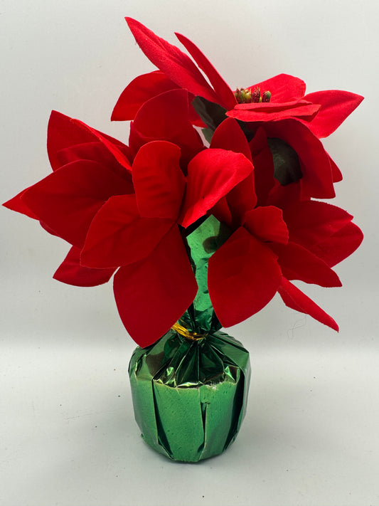 Weighted Artificial Poinsettia Plant – Outdoor Memorial or Holiday Arrangement