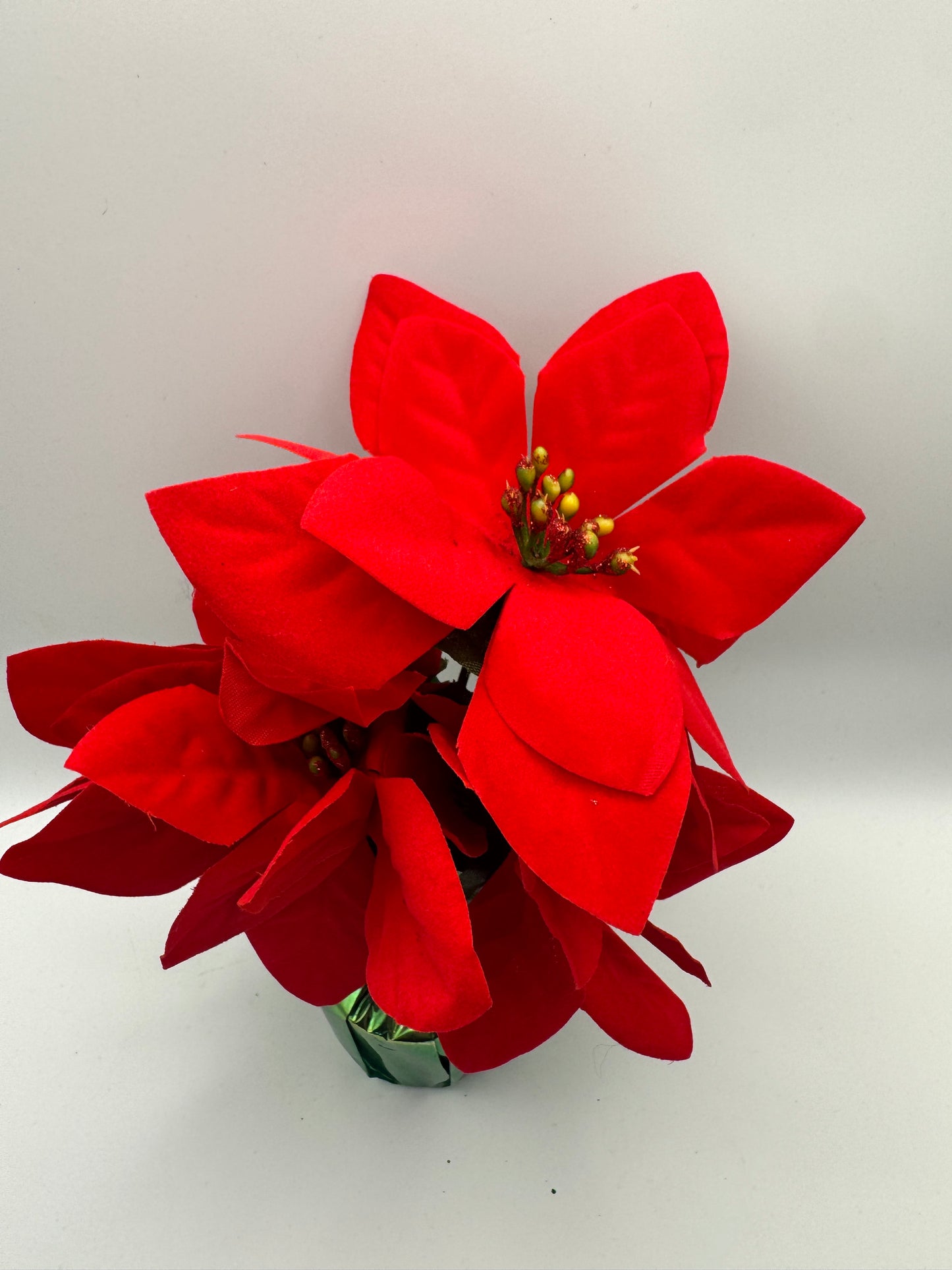 Weighted Artificial Poinsettia Plant – Outdoor Memorial or Holiday Arrangement