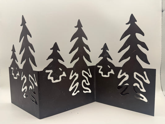 Metal Pine Tree Tealight Holder – Winter Forest Candle Display 11"