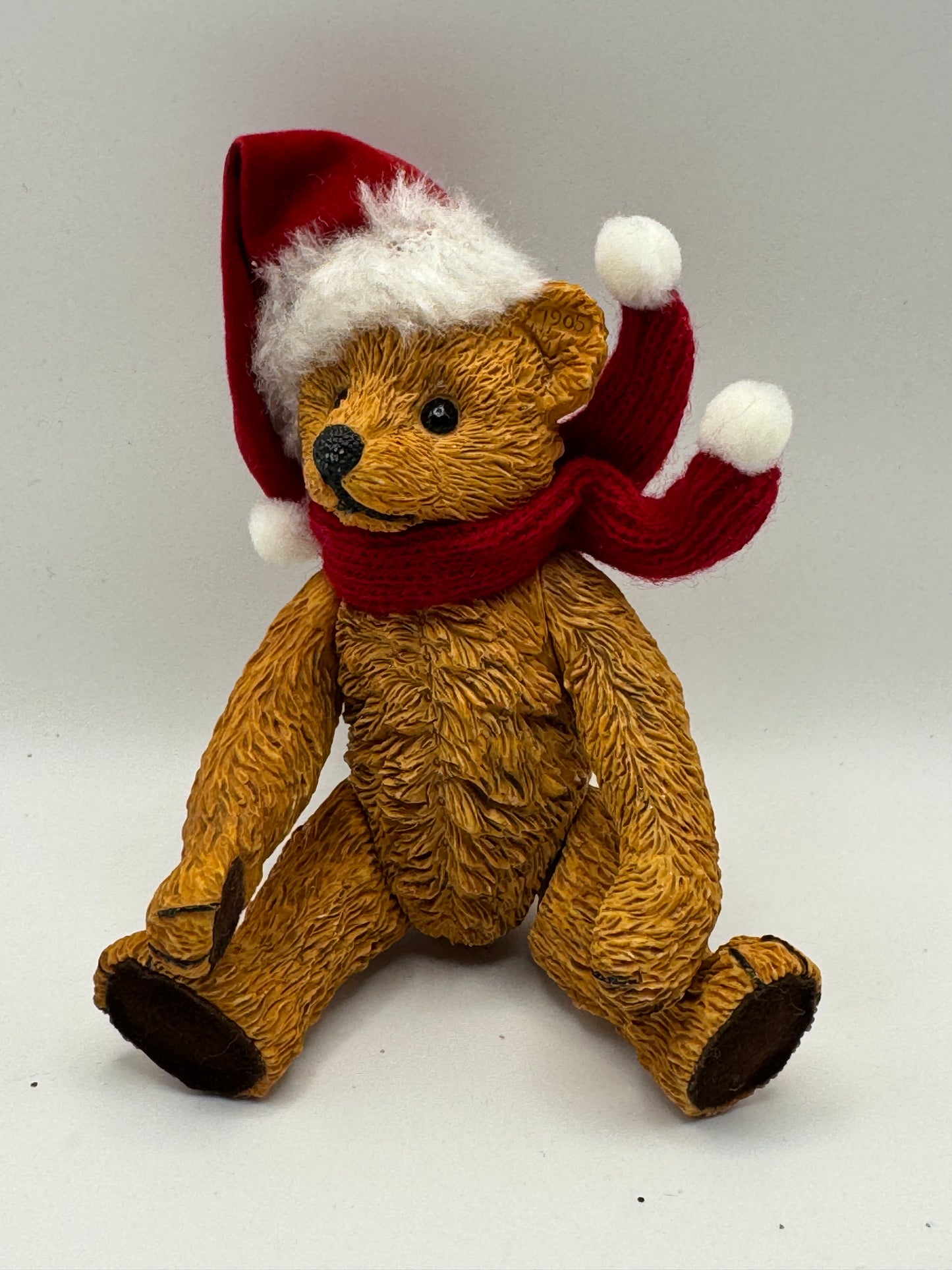 Boyds Bear Ceramic Figurine – Posable Santa Hat & Scarf (5")
