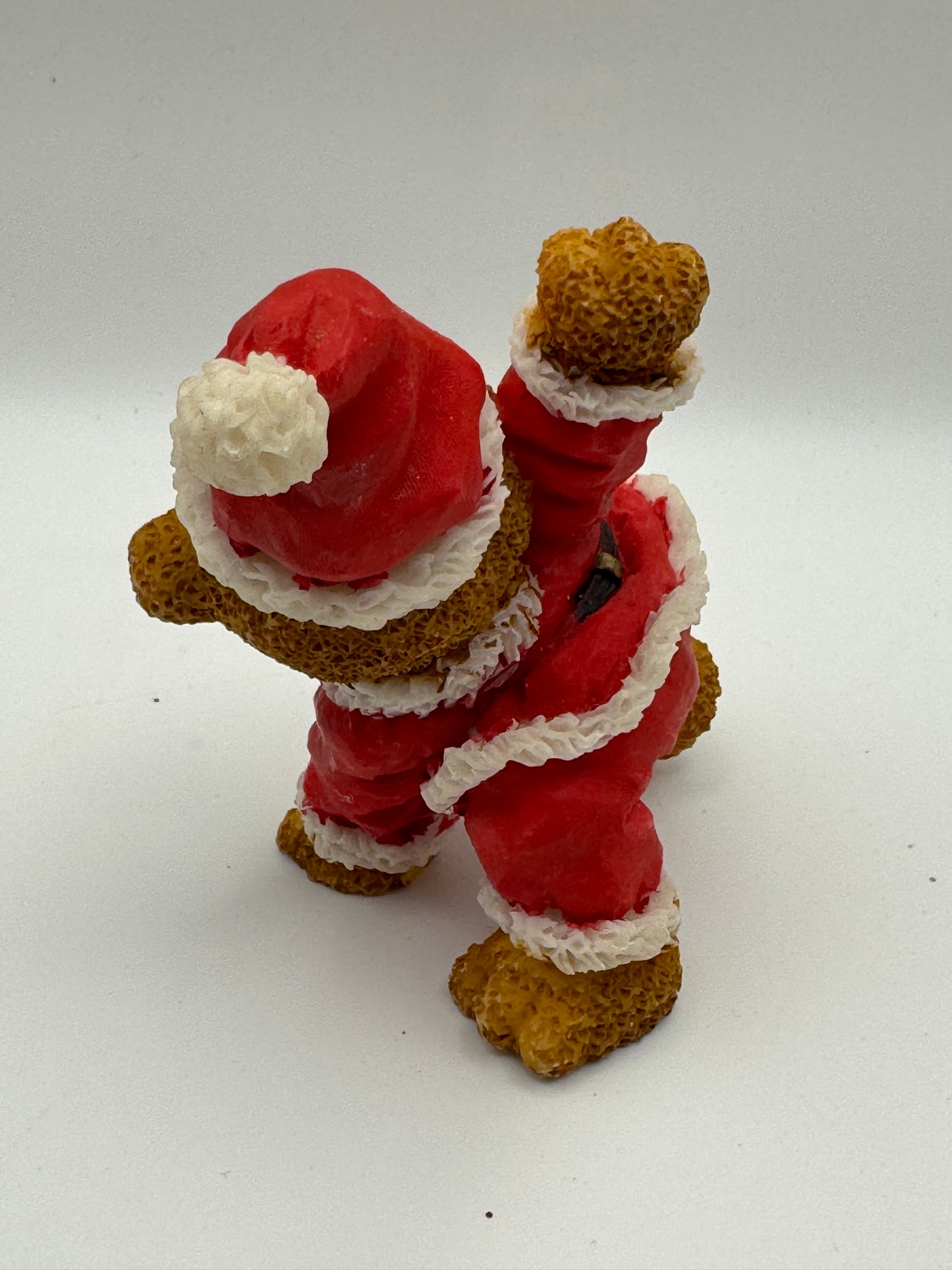 Christmas Teddy Bear Figurine – Resin Santa Outfit Collectible (4")