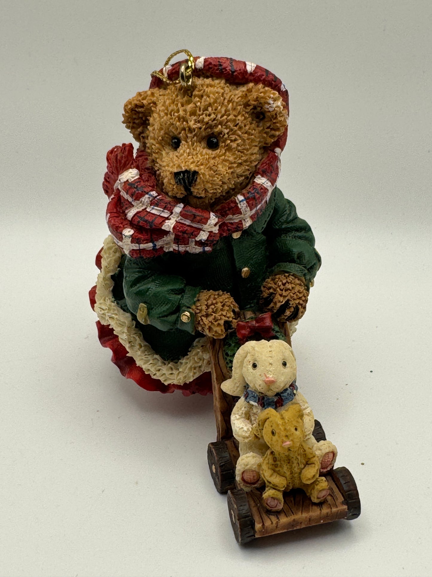 Kirkland Signature Girl Bear with Stroller Ornament – Vintage Christmas Collectible (3")