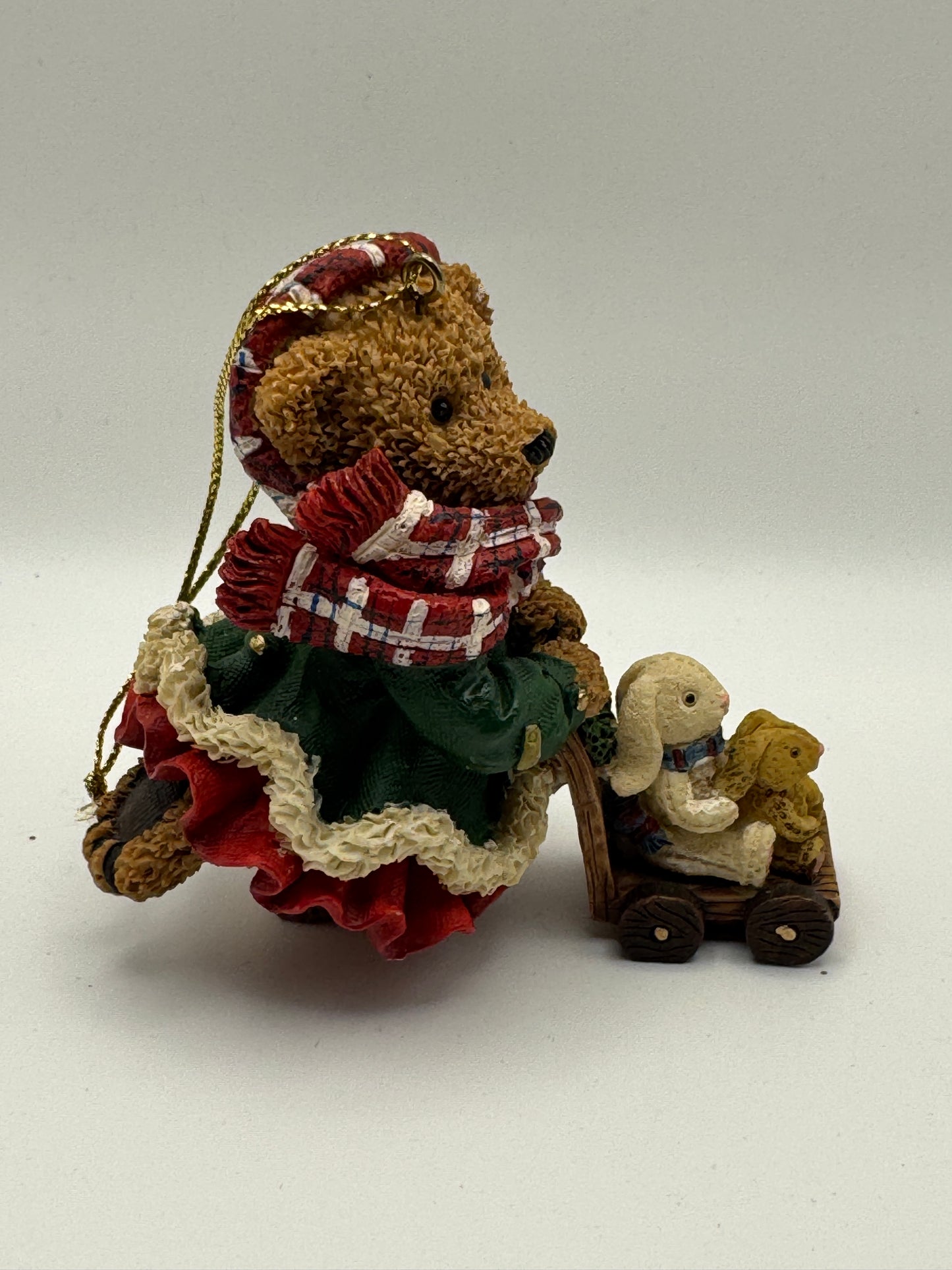 Kirkland Signature Girl Bear with Stroller Ornament – Vintage Christmas Collectible (3")
