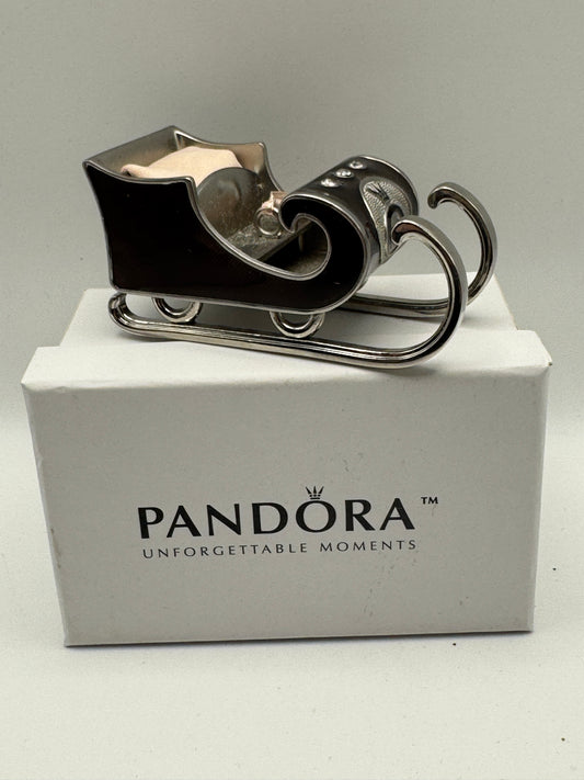 Pandora “Unforgettable Moments” Christmas Sleigh Ornament – 2010 Metal & Crystal Collectible