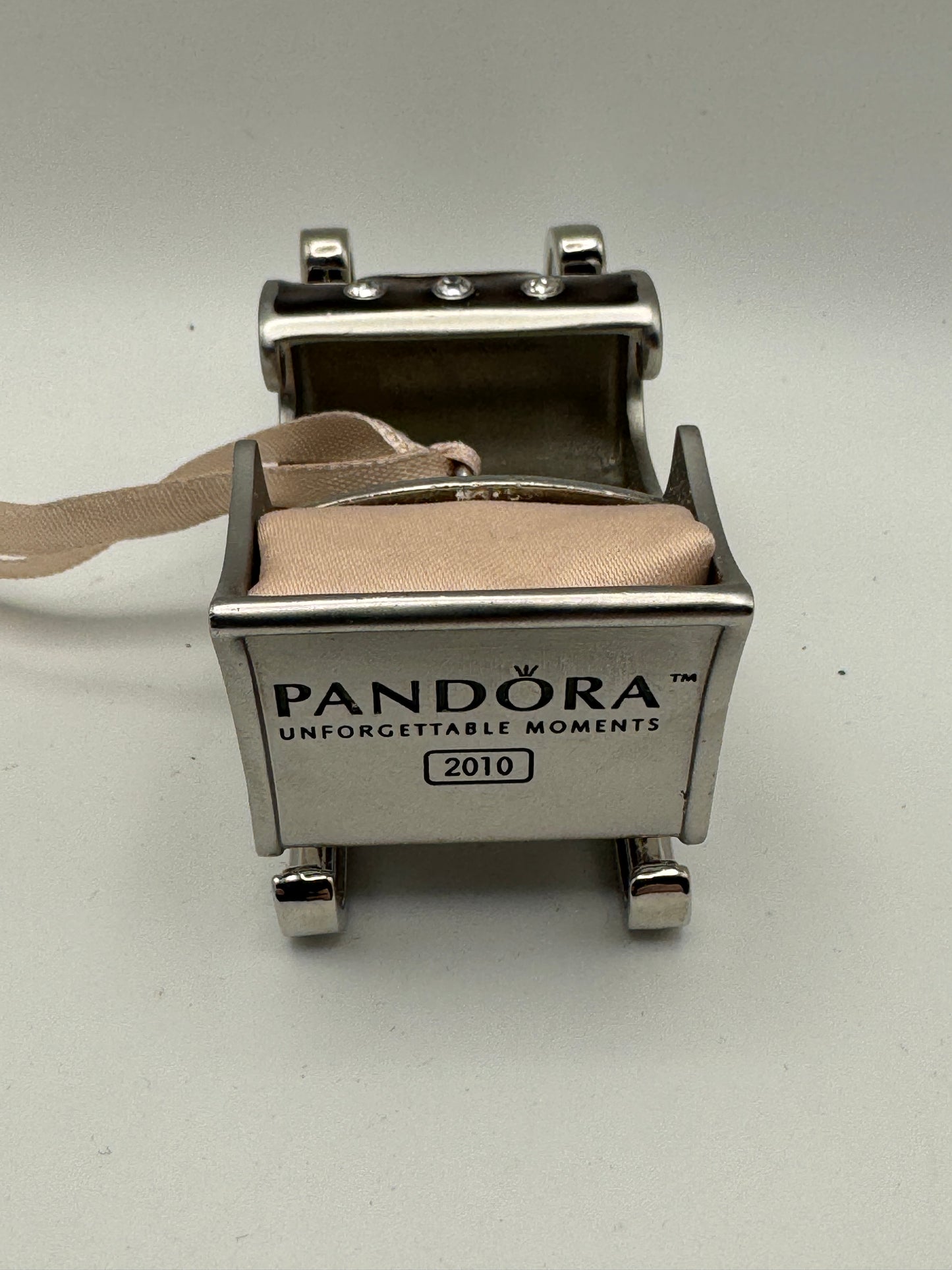 Pandora “Unforgettable Moments” Christmas Sleigh Ornament – 2010 Metal & Crystal Collectible