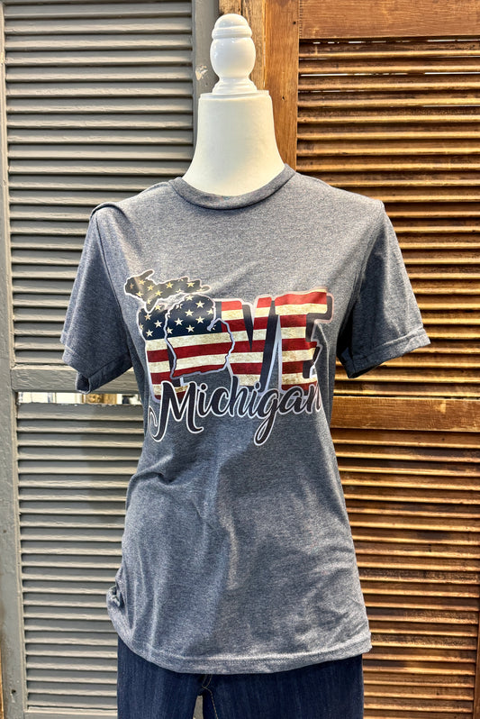 LOVE Michigan Patriotic Graphic Tee