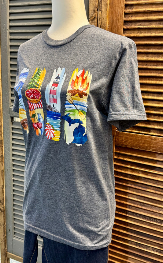 Michigan Summer Icons Graphic Tee