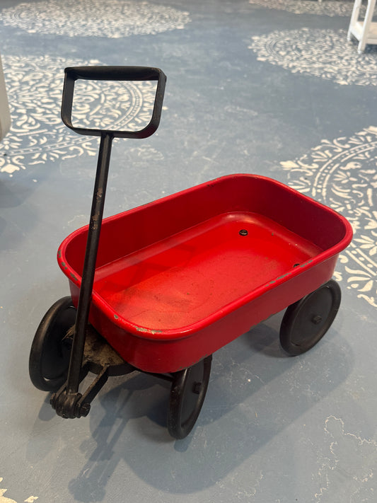 Red Wagon Metal Garden Decor Planter