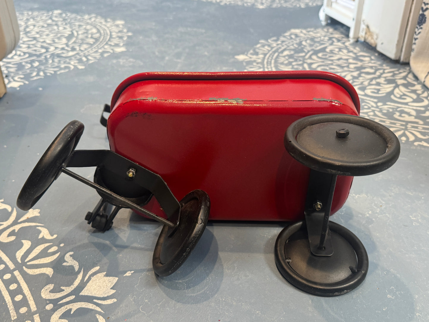 Red Wagon Metal Garden Decor Planter