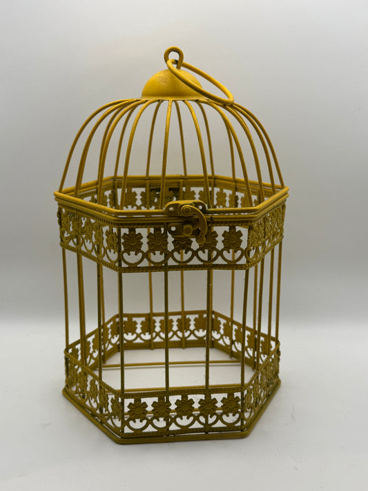 Yellow Hexagon Country French Bird Cage Decor