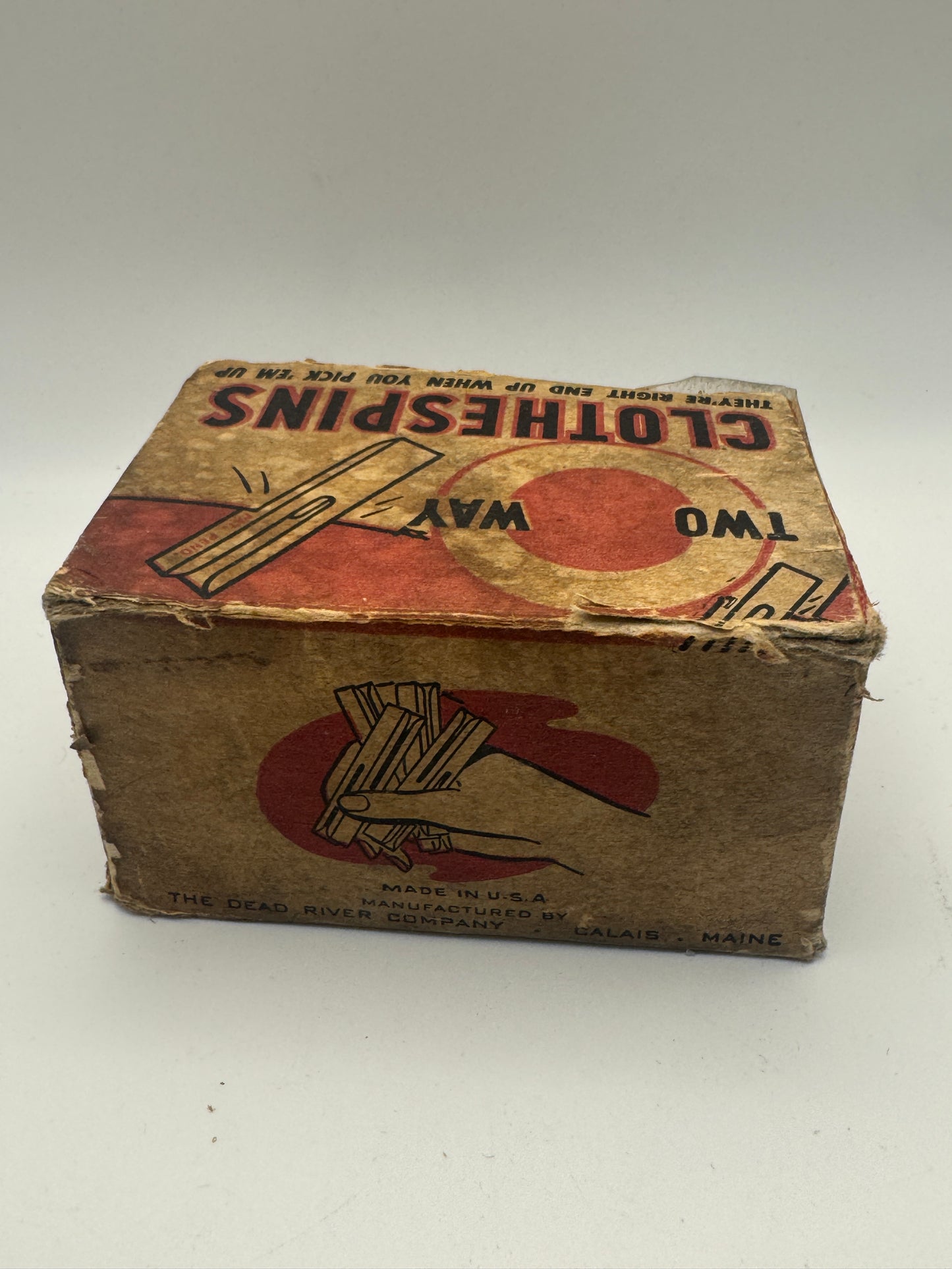Vintage Two-Way Clothespins Box – Littleton, ME Circa 1920