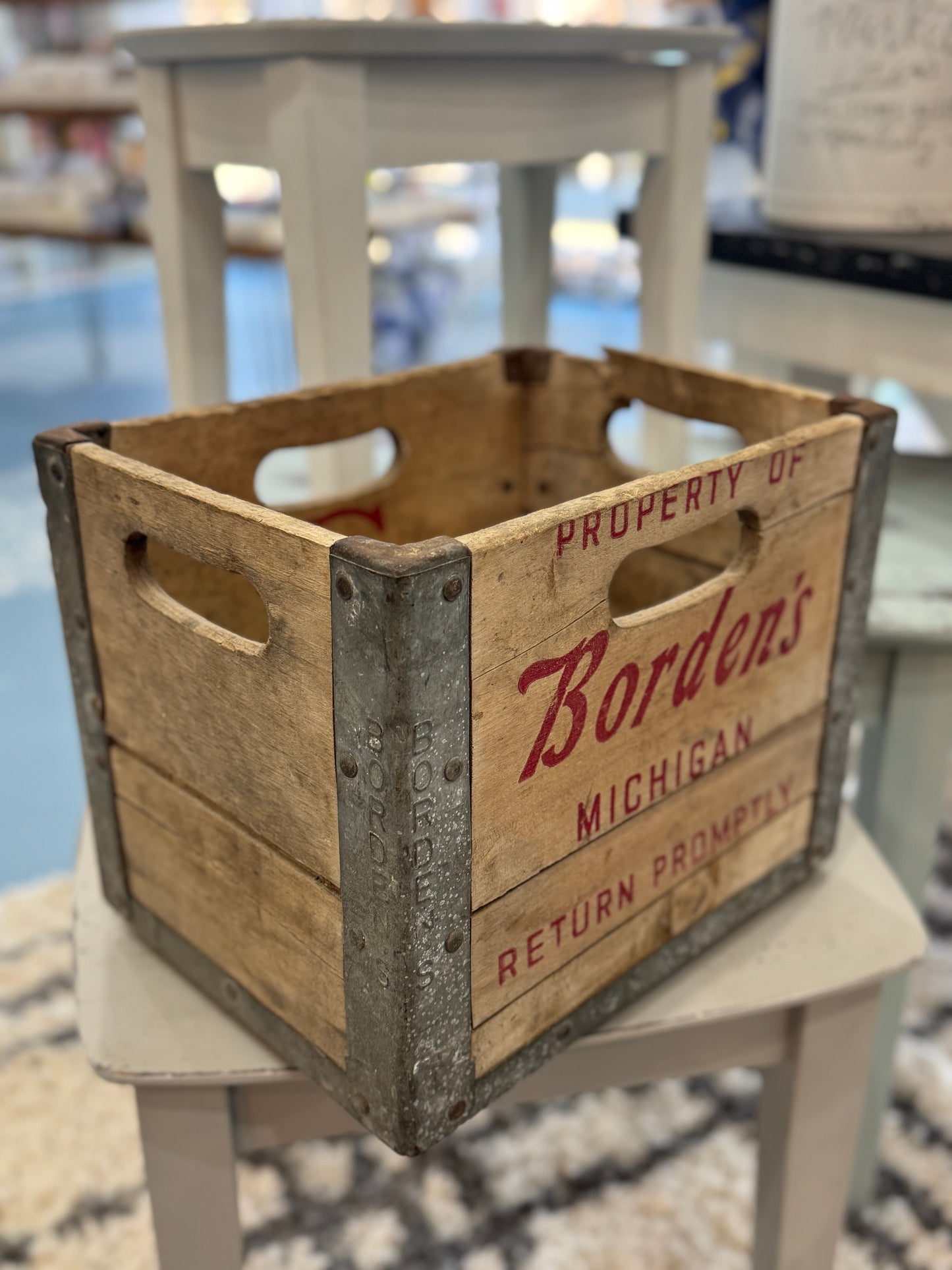 Borden’s Michigan Vintage Wooden Milk Crate