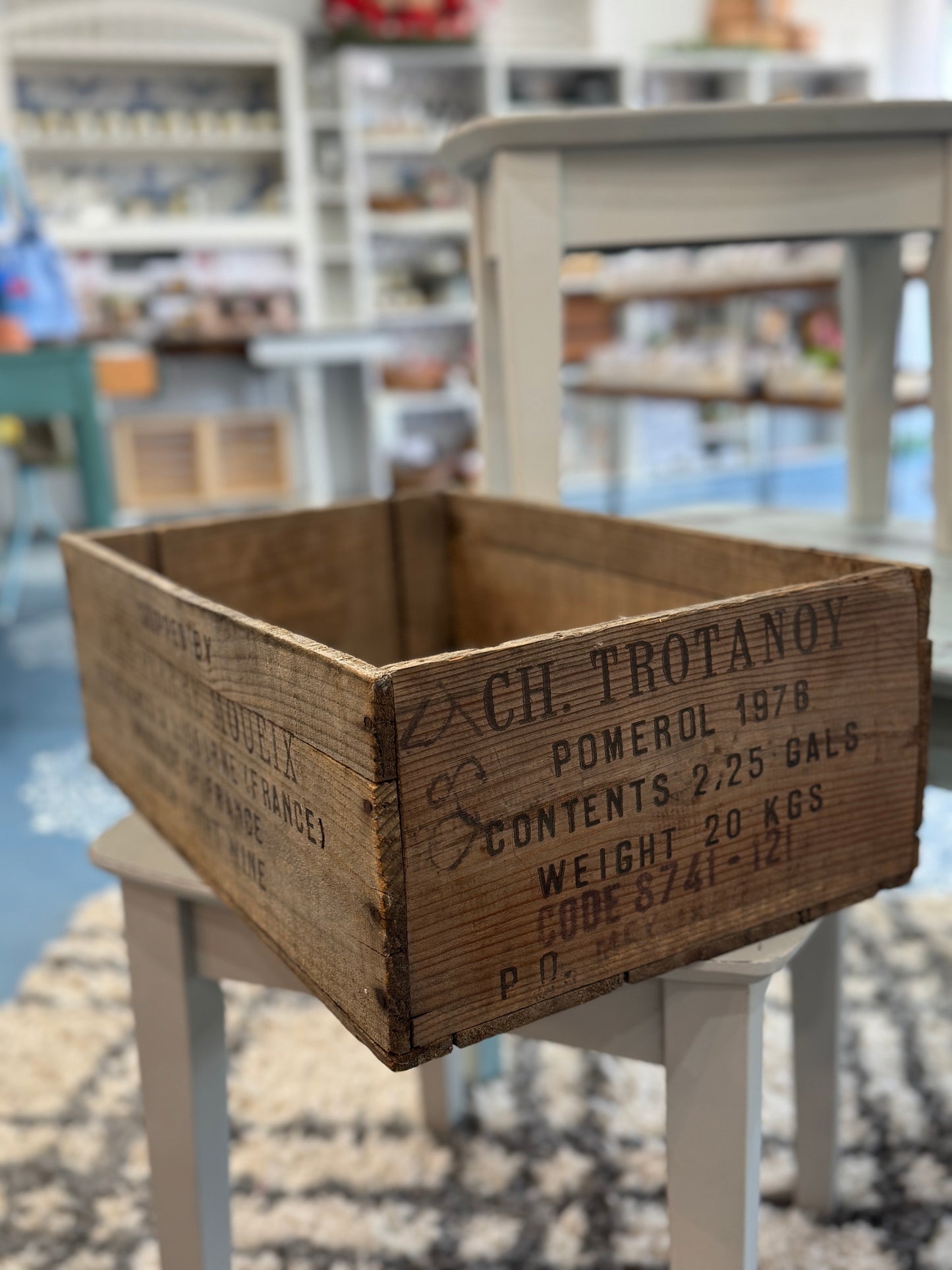 French Wine Crate Vintage Wooden Box