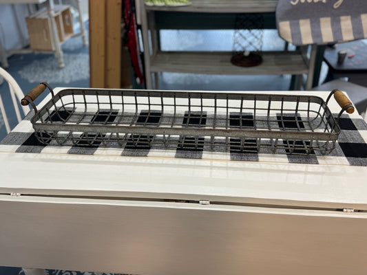 Long Metal Wire Tray with Wood Handles – 33"