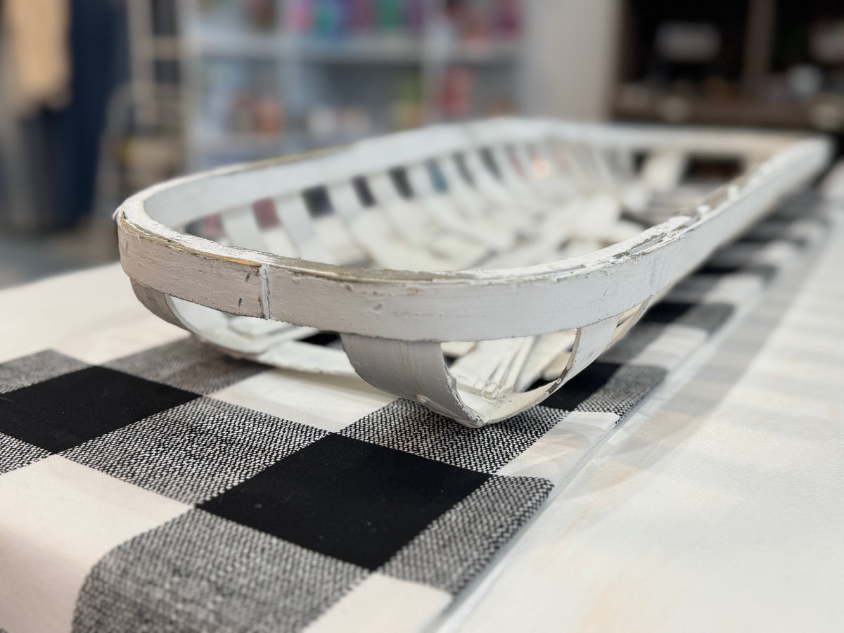 Long Whitewashed Woven Wood Tray – Farmhouse Table Decor – Mitten ...