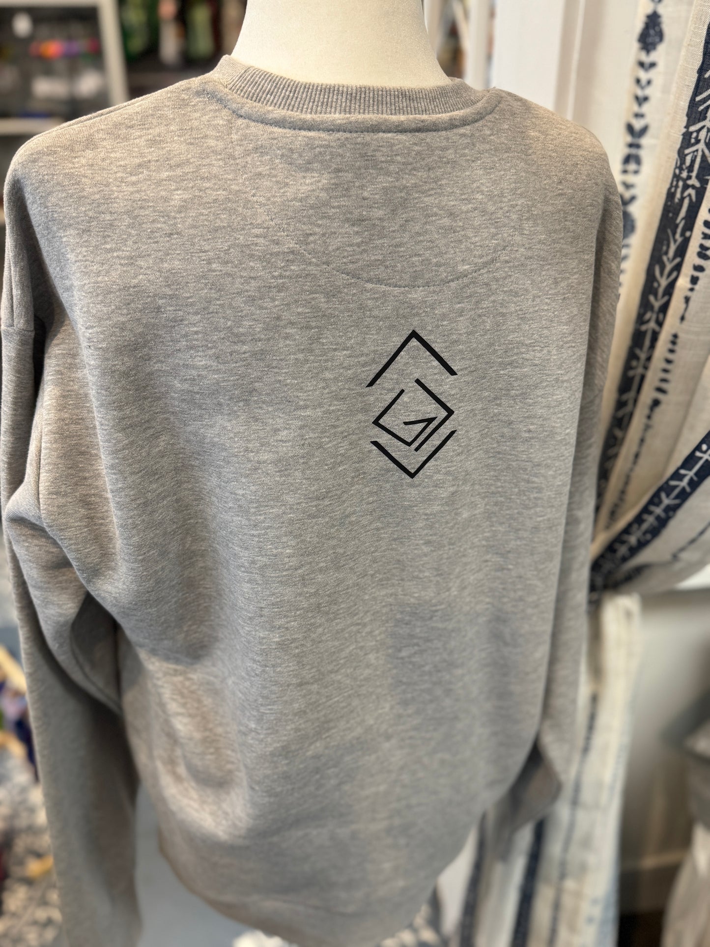 Vertical “God Is Great” Graphic Crewneck Sweatshirt – Heather Gray (Size Medium)