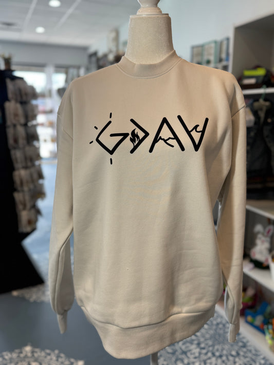 “God Is Great” Graphic Crewneck Sweatshirt – Cream