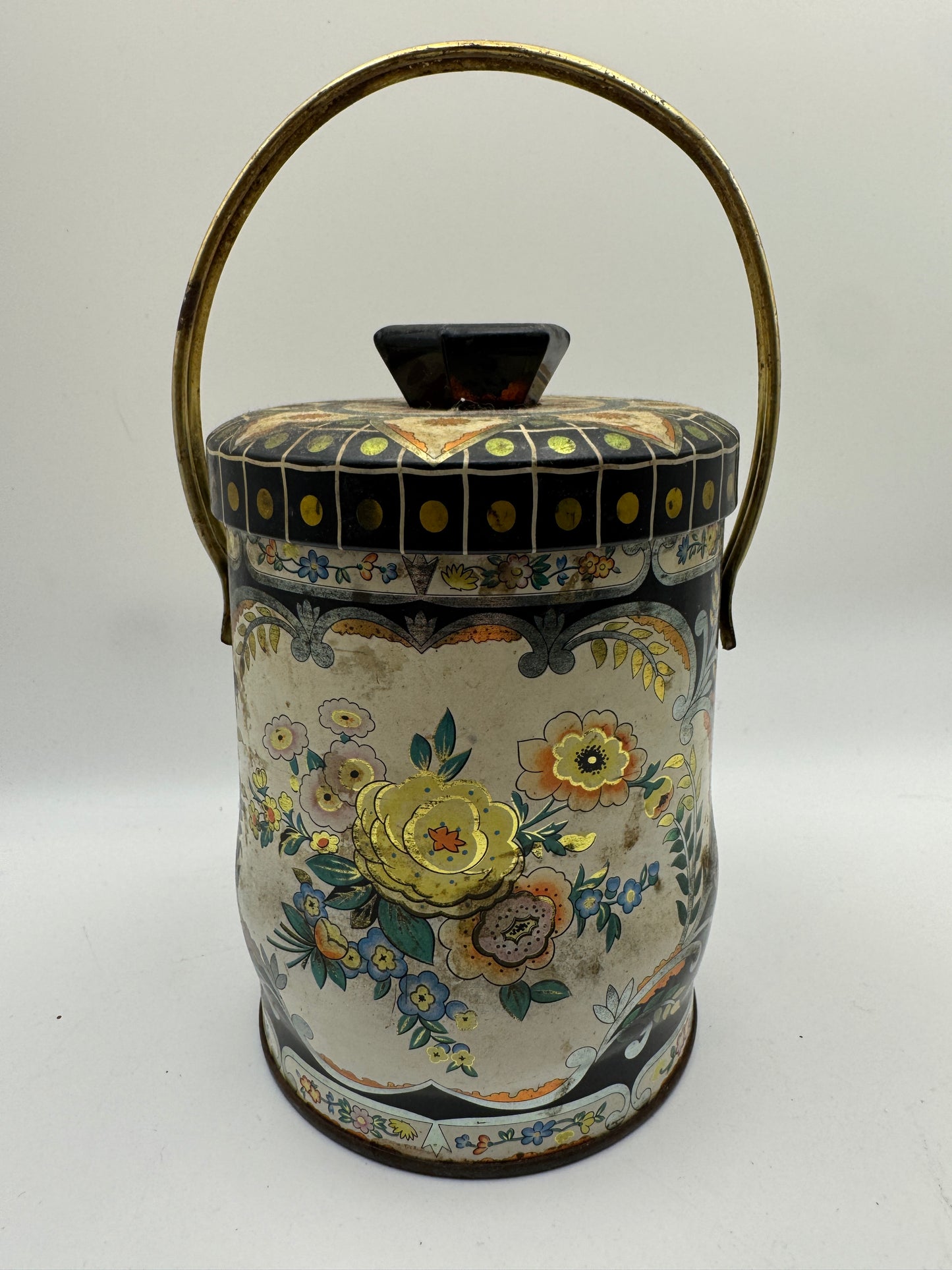 Vintage Regal Crown Murray-Allen Floral Tin Container