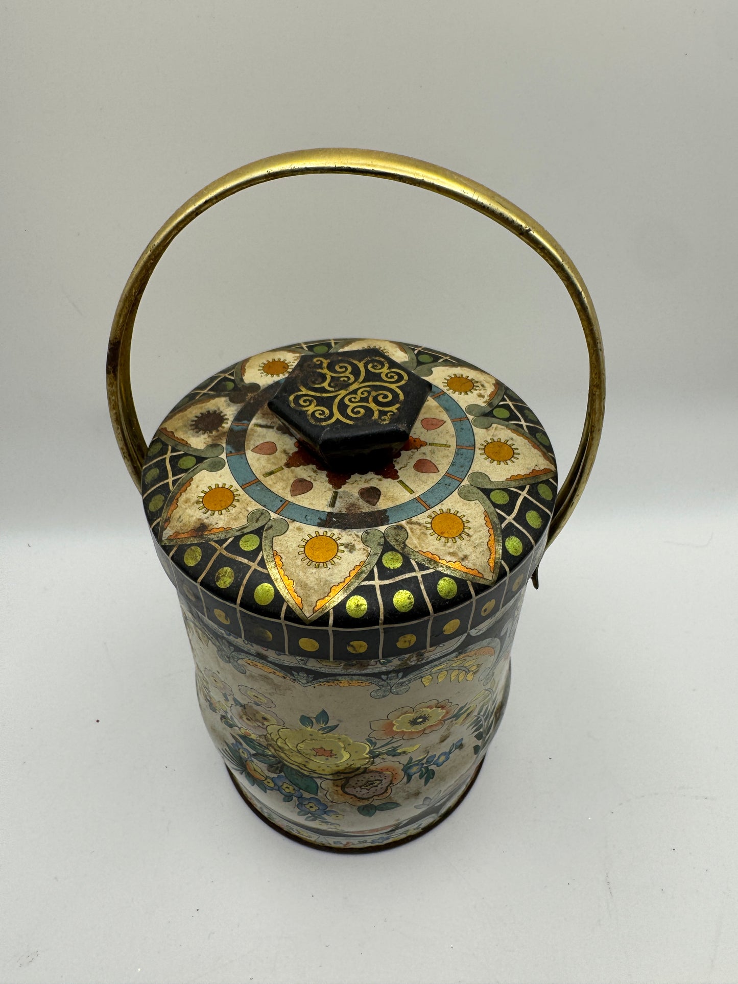 Vintage Regal Crown Murray-Allen Floral Tin Container