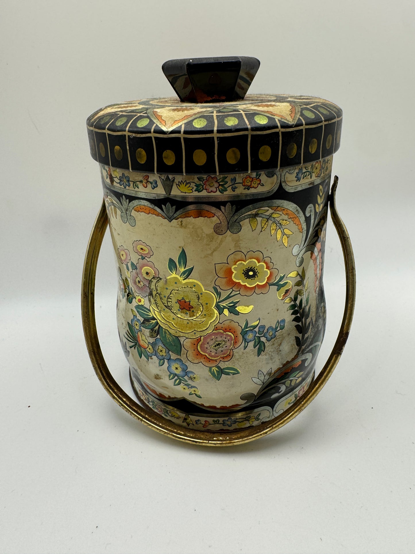 Vintage Regal Crown Murray-Allen Floral Tin Container