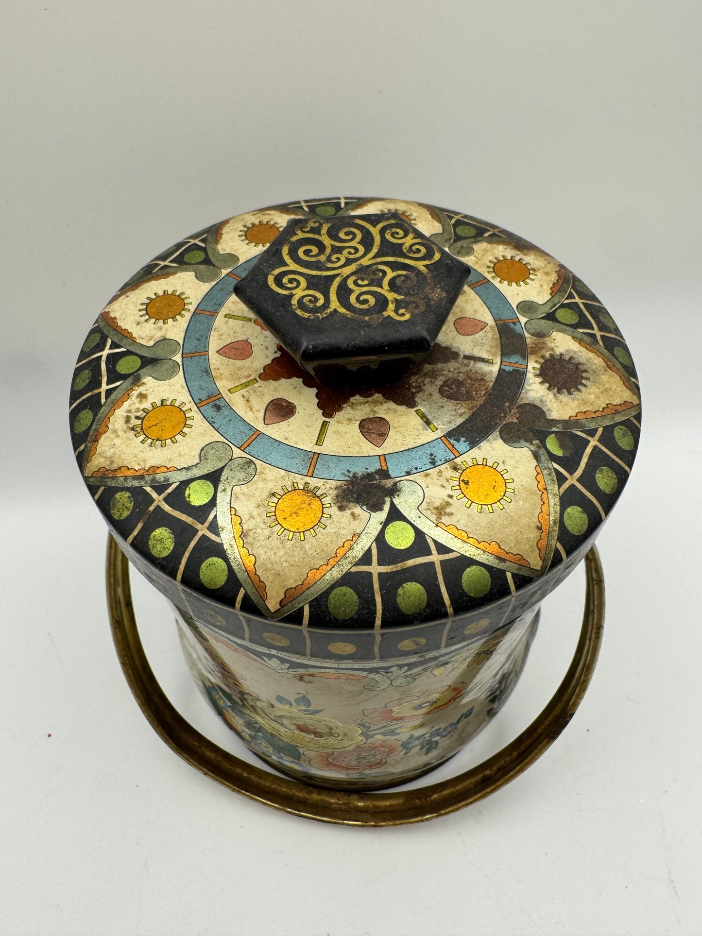 Vintage Regal Crown Murray-Allen Floral Tin Container