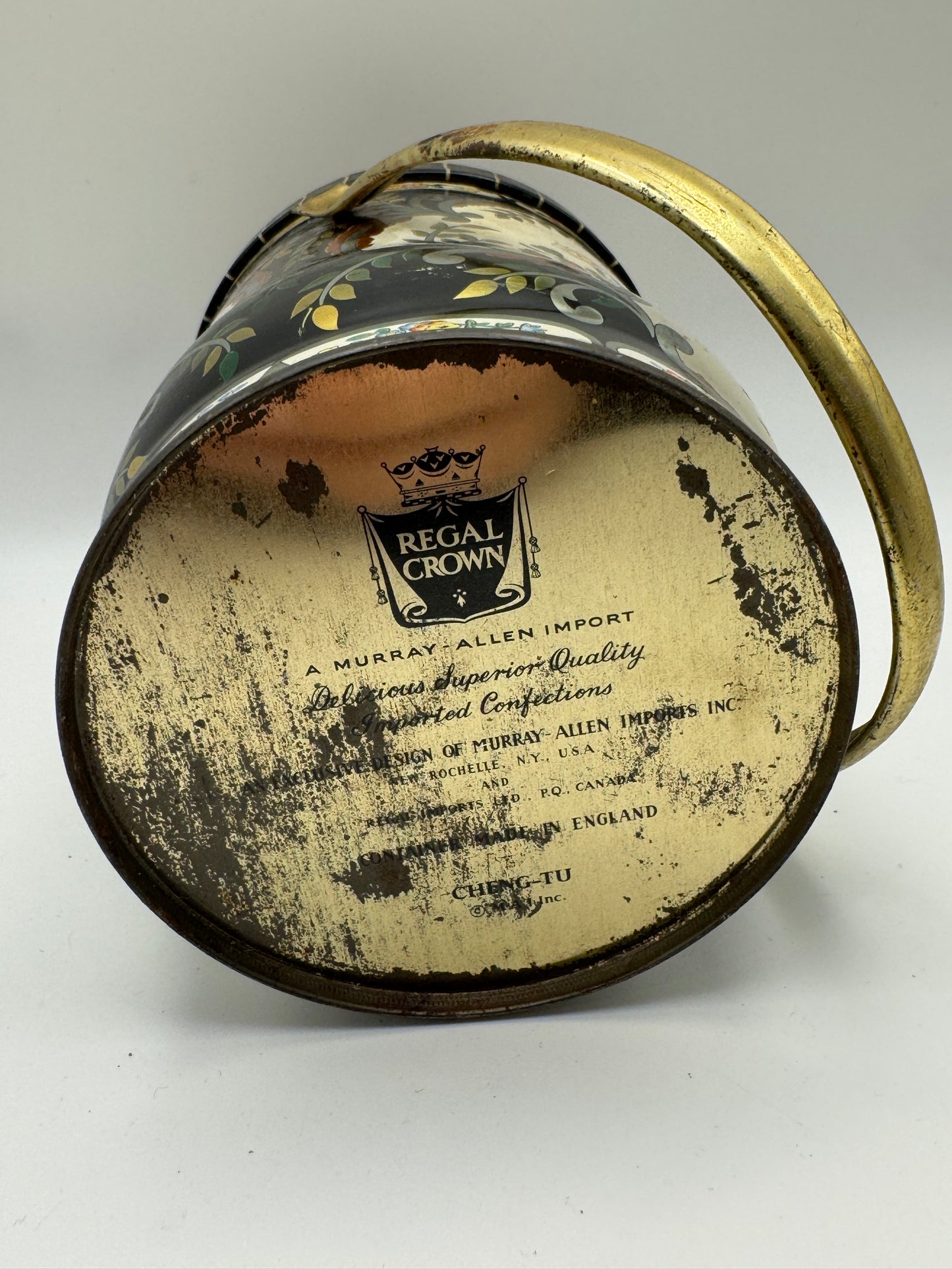 Vintage Regal Crown Murray-Allen Floral Tin Container