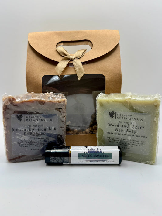 Men’s Natural Soap & Cedarwood Rollerball Gift Set