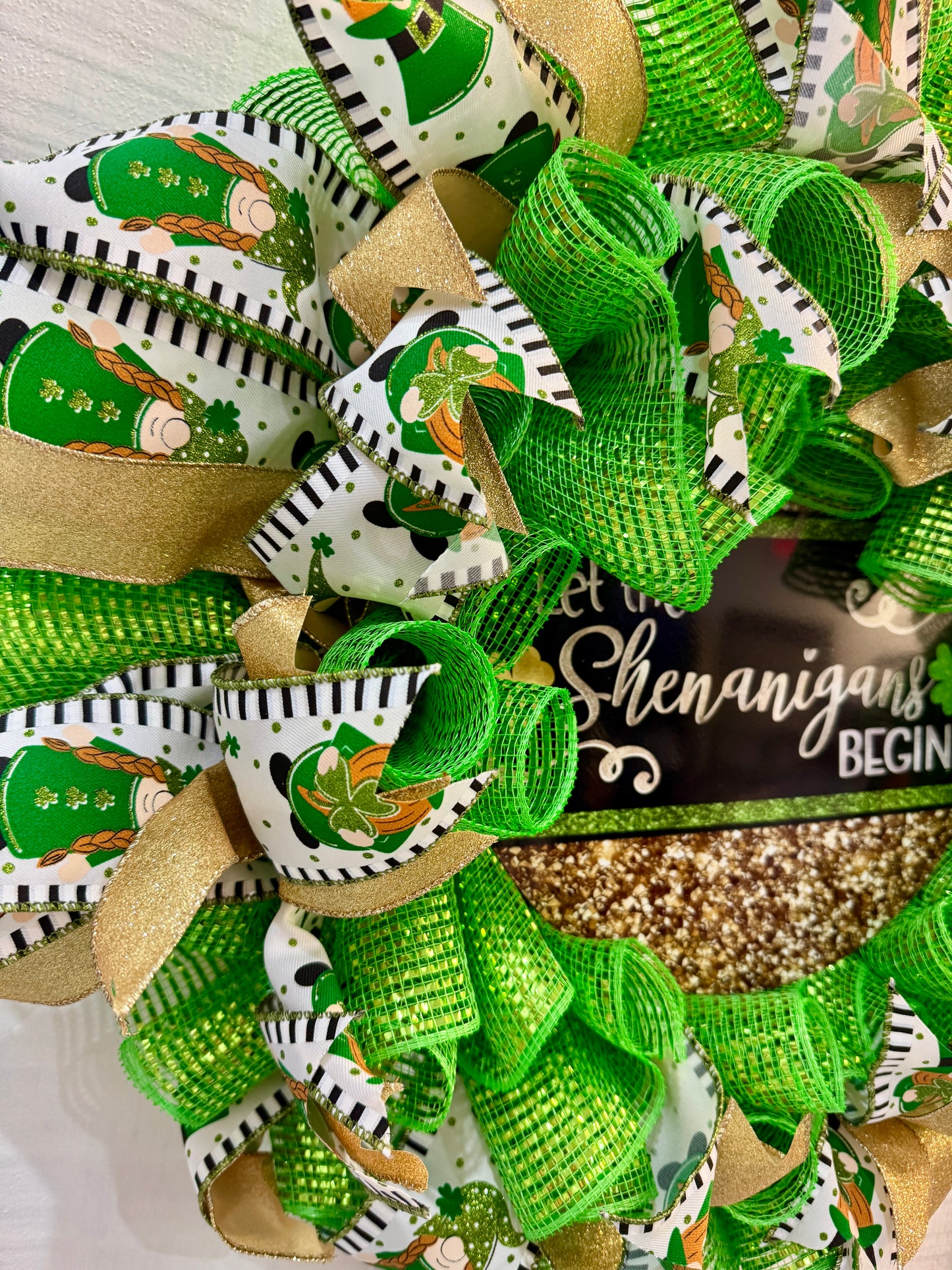 Let the Shenanigans Begin St. Patrick’s Day Deco Mesh Wreath