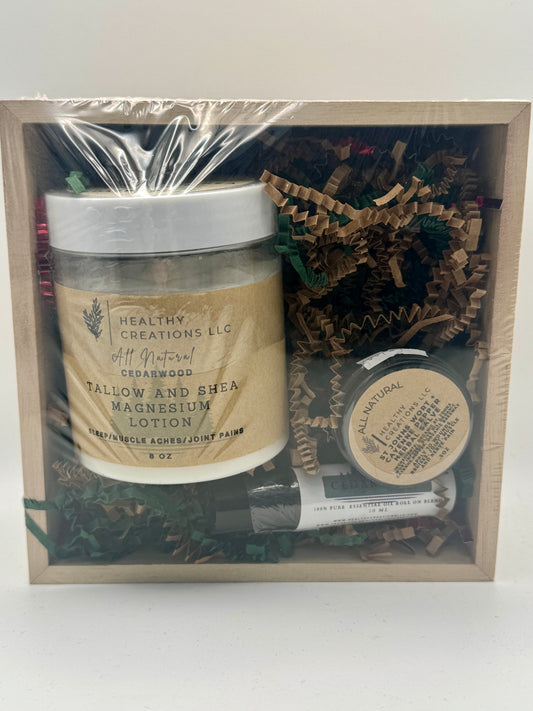 Magnesium Lotion & Herbal Salve Gift Set – Cedarwood