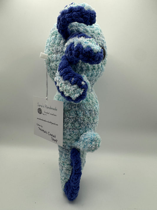 Crocheted Axolotl Plush – Blue (12")