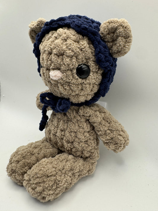 Crocheted Fable Baby Bear Plush – Bear & Bonnet (8")