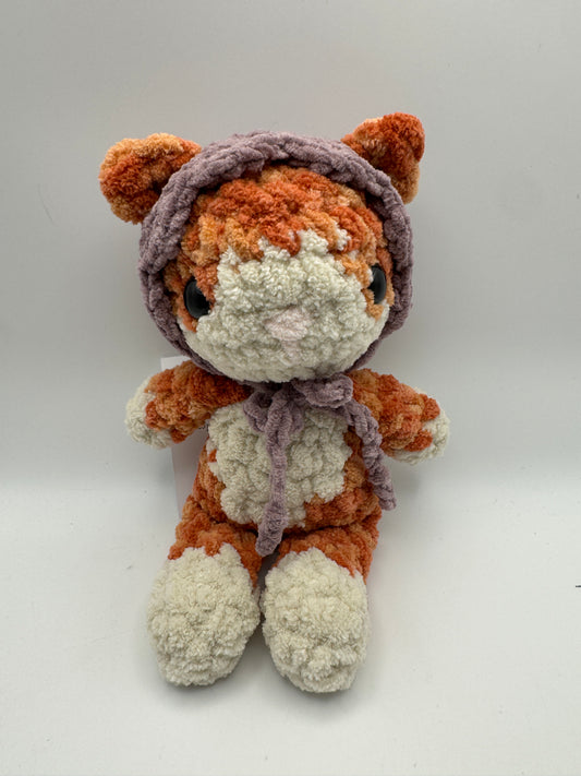Crocheted Fable Baby Cat Plush – Cat & Bonnet (8")
