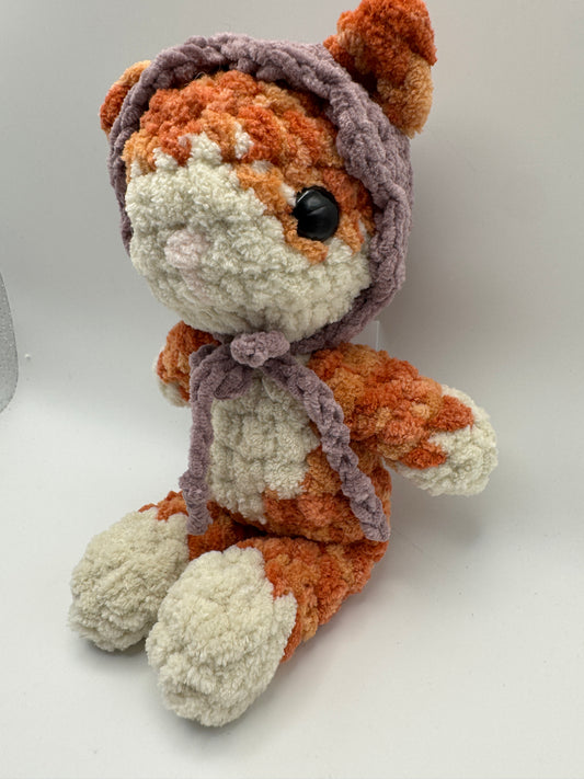 Crocheted Fable Baby Cat Plush – Cat & Bonnet (8")