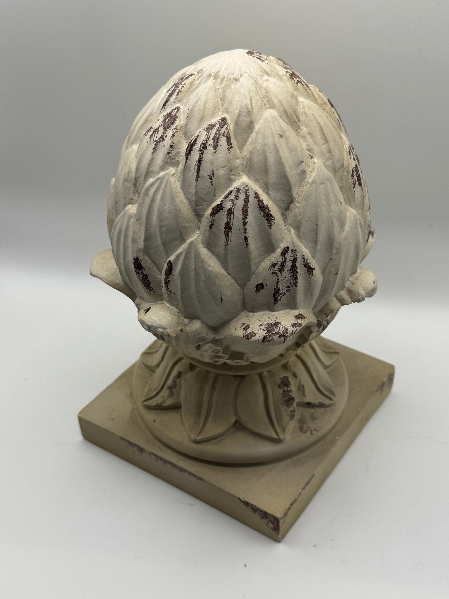 Distressed Artichoke Decorative Finial Sculpture (8")